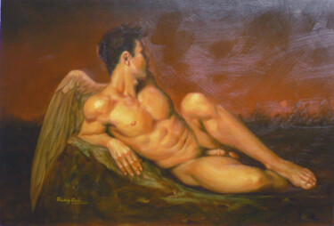 Pittura intitolato "oil painting  angel…" da Hongtao Huang, Opera d'arte originale, Tempera