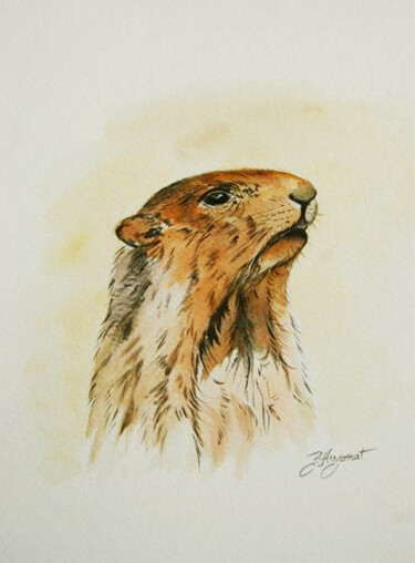marmotte dessin à l'encre 图画 标题为“marmotte dessin à…” 由Patricia Giroldini Hyvernat, 原创艺术品, 墨