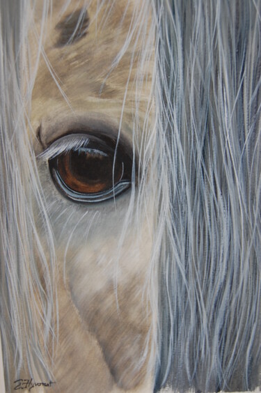 regard ibérique - technique mixte sur papier original signé 图画 标题为“regard ibérique - t…” 由Patricia Giroldini Hyvernat, 原创艺术品, 水彩