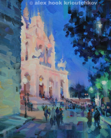 绘画 标题为“Paris at night. Mon…” 由Alex Hook Krioutchkov, 原创艺术品, 油 安装在木质担架架上