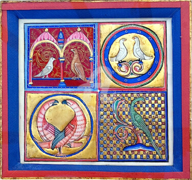 Peinture intitulée "Bestiaire" par Brigitte Boulanger, Œuvre d'art originale, Tempera