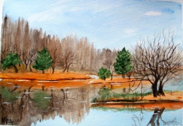"The last day of autumn." Painting titled ""The last day of au…" by Nina Mitkova, Original Artwork, Watercolor Mounted on Cardboard