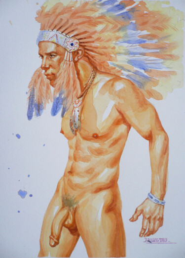 Pittura intitolato "watercolor painting…" da Hongtao Huang, Opera d'arte originale, Tempera