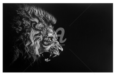 Painting titled "Lion" by Sanjay Gogs, Original Artwork, Oil