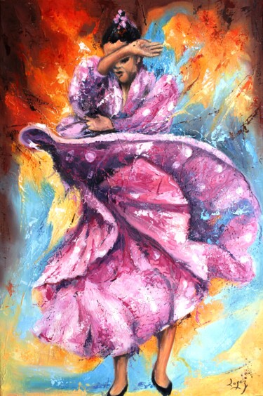 绘画 标题为“Pois de flamenco” 由Jean-Luc Lopez, 原创艺术品, 油