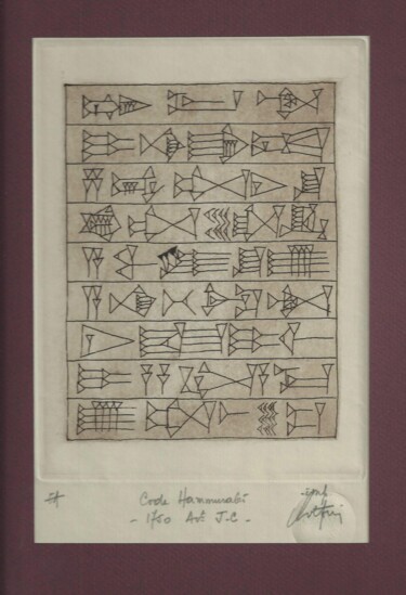 Printmaking titled "Code Hammurabi - 17…" by André Colpin, Original Artwork, Etching