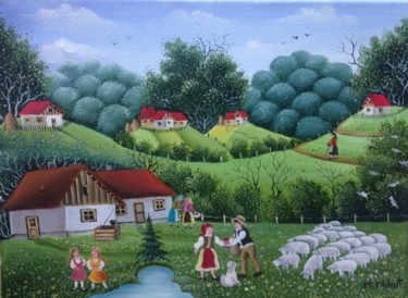 Le printemps (miniature) Peinture intitulée "Le printemps (minia…" par Mariana Mihut, Œuvre d'art originale, Huile