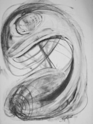 「Nessy」というタイトルの描画 Antoon Diepstratenによって, オリジナルのアートワーク, 木炭