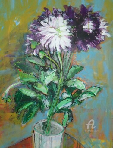 Peinture intitulée "FLEURS 2" par Remi Delaplace, Œuvre d'art originale, Acrylique Monté sur Panneau de bois