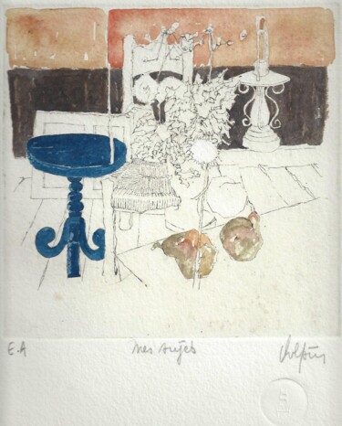 Printmaking titled ""Mes sujets" aquare…" by André Colpin, Original Artwork, Etching