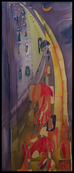 100% silk painting Autumn way Textile Art titled "100% silk painting…" by Marzena Walczuk, Original Artwork, Fabric