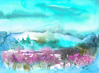 Painting titled "Dawn 47" by Miki De Goodaboom, Original Artwork, Watercolor