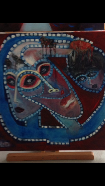 Peinture intitulée "Les têtes mêlées" par Jean Luc L'Haridon, Œuvre d'art originale, Huile