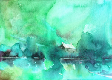 Painting titled "Dawn 49" by Miki De Goodaboom, Original Artwork, Watercolor