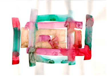 Painting titled "Asymmetrical Mandal…" by Dmitri Matkovsky, Original Artwork, Watercolor
