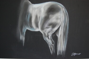 croupe d'un cheval à l'écurie,- pastel signé 「croupe d'un cheval…」というタイトルの描画 Patricia Giroldini Hyvernatによって, オリジナルのアートワーク, チョーク