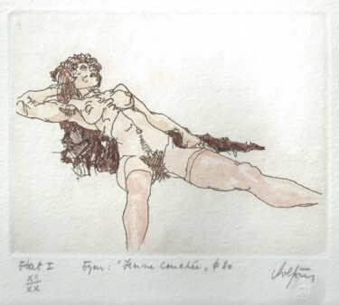 Printmaking titled "Etude -  "Edith" -…" by André Colpin, Original Artwork, Etching