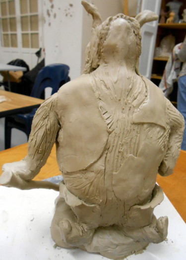 Sculpture intitulée "Le chat botté" par Mysane, Œuvre d'art originale, Terre cuite