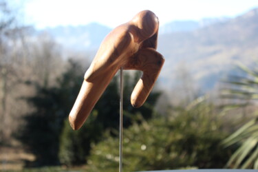 Sculpture intitulée "Aïe !" par Max Bernard, Œuvre d'art originale, Bois