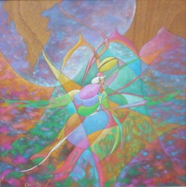 Peinture intitulée "autre oiseau" par Christophe Challier, Œuvre d'art originale, Huile