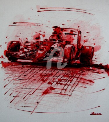 formule1-peinture-acrylique-et-sanguine-sur-carton-toile-format-50cm-sur-40cm-par-ibara.jpg 绘画 标题为“formule1-peinture-a…” 由Henri Ibara, 原创艺术品, 丙烯