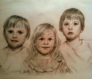 Dessin intitulée "trois soeurs" par Michèle Rais, Œuvre d'art originale, Autre