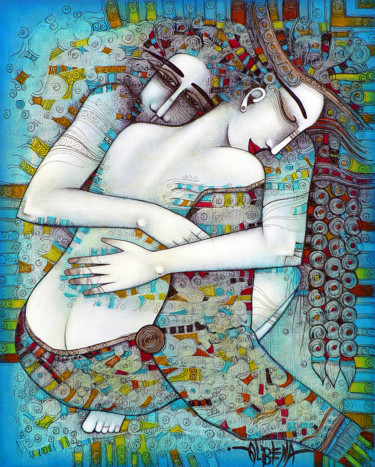 Peinture intitulée "Ne me quitte pas!" par Albena Vatcheva, Œuvre d'art originale, Huile Monté sur Châssis en bois