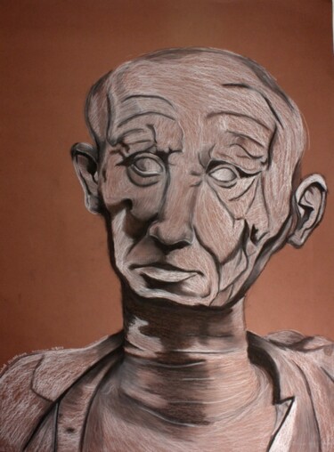 Drawing titled "Old Man" by Elke Matthaeus, Original Artwork, Chalk