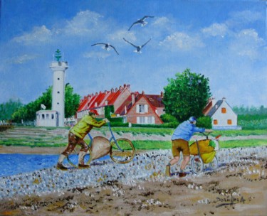 Peinture intitulée "LE HOURDEL " retour…" par Alain Dervillez, Œuvre d'art originale, Huile
