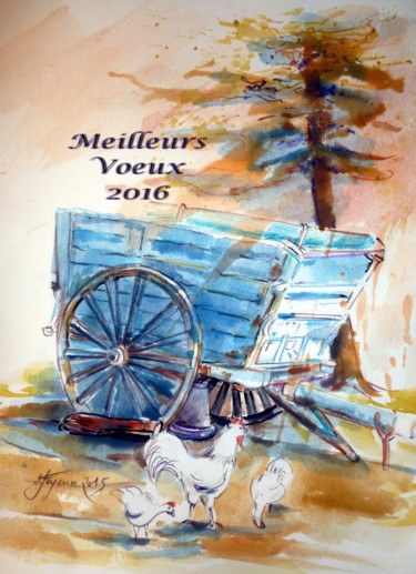 Peinture intitulée "UNE CHARETTE DE VOE…" par Pierre Feyeux, Œuvre d'art originale, Aquarelle