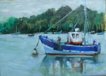 Peinture intitulée "le bateau du pêcheur" par Marieline Gerard, Œuvre d'art originale, Huile