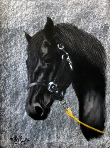 Dessin intitulée "La perle noire." par Michel Guillet, Œuvre d'art originale, Pastel