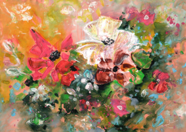 제목이 "New Year Flowers"인 미술작품 Miki De Goodaboom로, 원작, 구아슈
