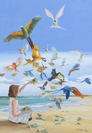 L'envol Peinture intitulée "L'envol" par Dominique Pineau, Œuvre d'art originale, Huile