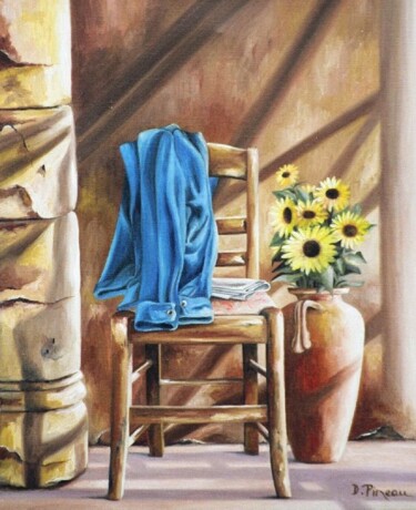 La veste bleue Peinture intitulée "La veste bleue" par Dominique Pineau, Œuvre d'art originale, Huile