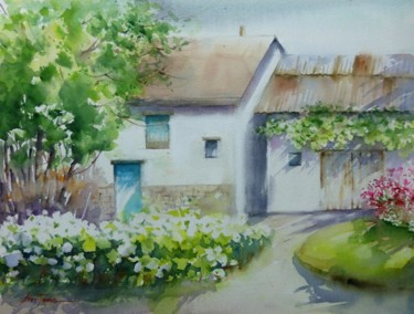 제목이 "maison fleurie"인 미술작품 Jean Senterre로, 원작, 수채화