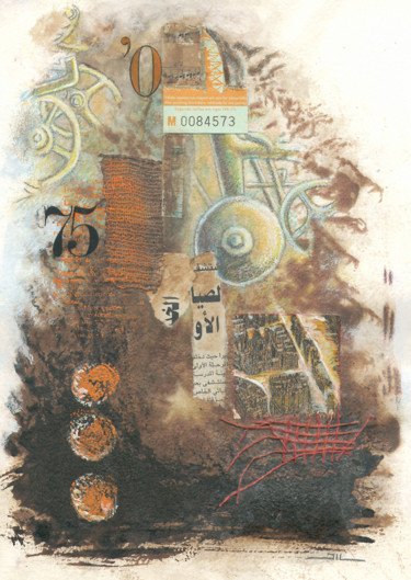 绘画 标题为“Rouage "75"” 由Jean-Luc Lacroix (JL LACROIX), 原创艺术品, 丙烯 安装在玻璃上