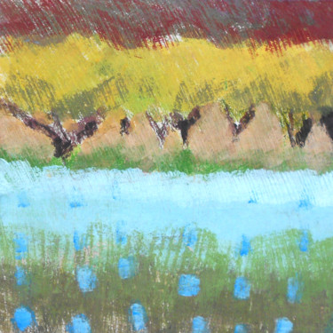 Painting titled "colourful trees and…" by June Stapleton, Original Artwork, Acrylic