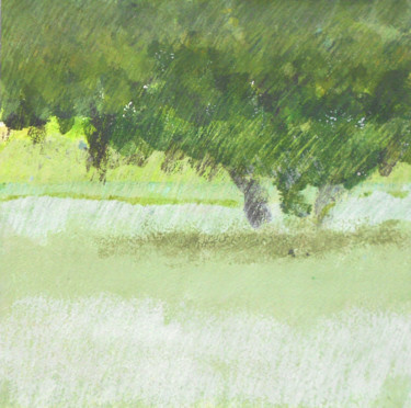 Painting titled "summer cherry tree" by June Stapleton, Original Artwork, Acrylic