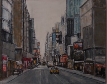 绘画 标题为“New-York 52-eme Rue” 由Jeanne-Marie Delbarre, 原创艺术品, 丙烯 安装在木质担架架上
