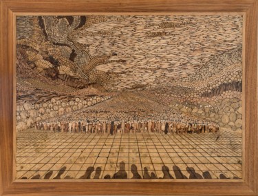 Sculpture intitulée "La foule n°2" par Roger Aubert, Œuvre d'art originale, Bois