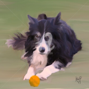 Arts numériques intitulée "oxo - chien" par Kroff, Œuvre d'art originale, Peinture numérique