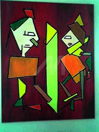 Peinture intitulée "un homme une femme" par Madorssane, Œuvre d'art originale, Huile