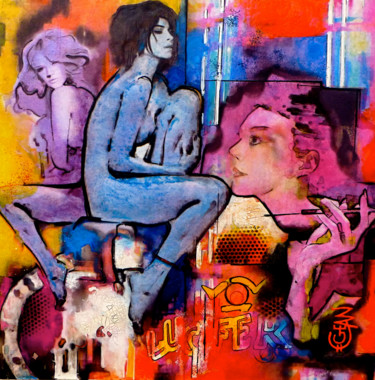Peinture intitulée "OPEN BAR" par Claude Géan, Œuvre d'art originale, Acrylique Monté sur Châssis en bois