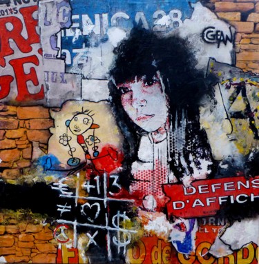 Painting titled "A-COMME-AMÉLIE" by Claude Géan, Original Artwork, Acrylic Mounted on Wood Stretcher frame