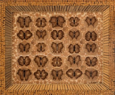 Sculpture intitulée "La boîte à papillons" par Roger Aubert, Œuvre d'art originale, Bois