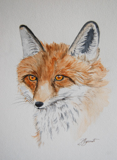 la renarde - aquarelle signée Malerei mit dem Titel "la renarde - aquare…" von Patricia Giroldini Hyvernat, Original-Kunstwerk, Aquarell