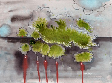 Peinture intitulée "paysage-gris- 26 oc…" par Delphine Mabed, Œuvre d'art originale, Aquarelle