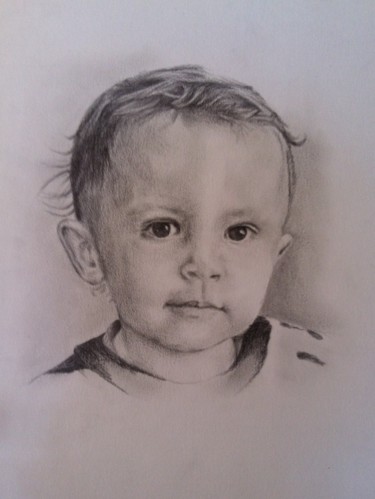 Dessin intitulée "Portrait graphite" par Michèle Rais, Œuvre d'art originale, Graphite