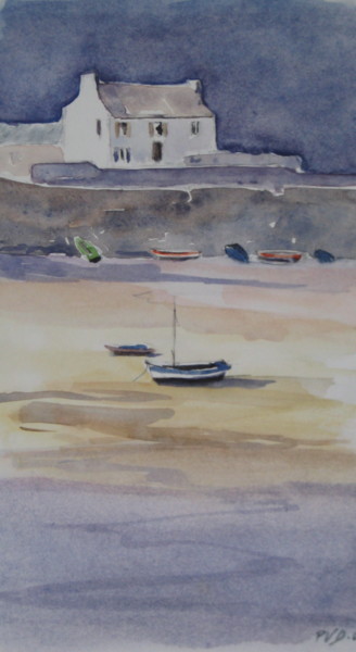 Peinture intitulée "Ile de Sein" par Pascale Dormoy-Vignals, Œuvre d'art originale, Aquarelle